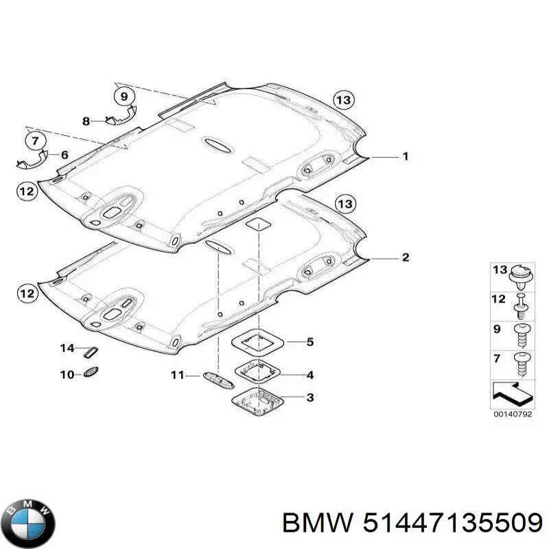 51447135509 BMW Обивка крыши (потолок)