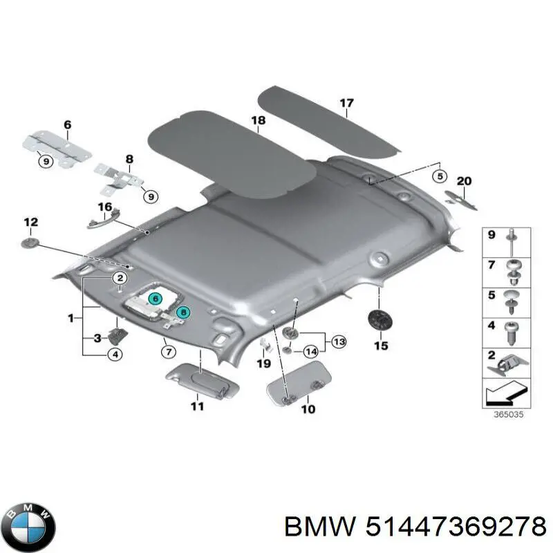 51447369278 BMW Обивка крыши (потолок)