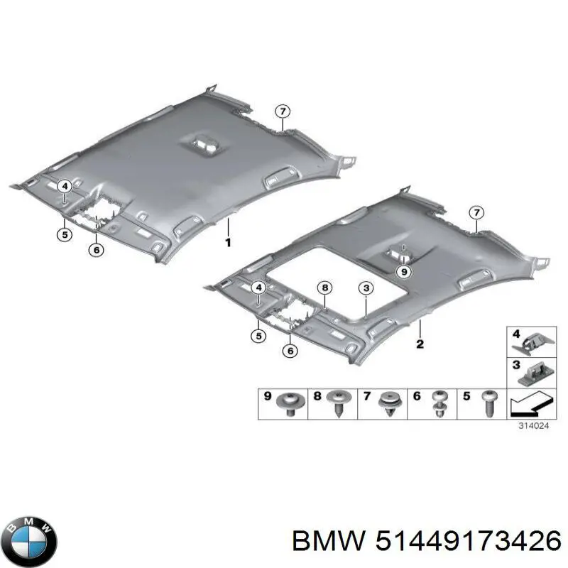Купить 51449173426 BMW Обивка крыши внутренняя