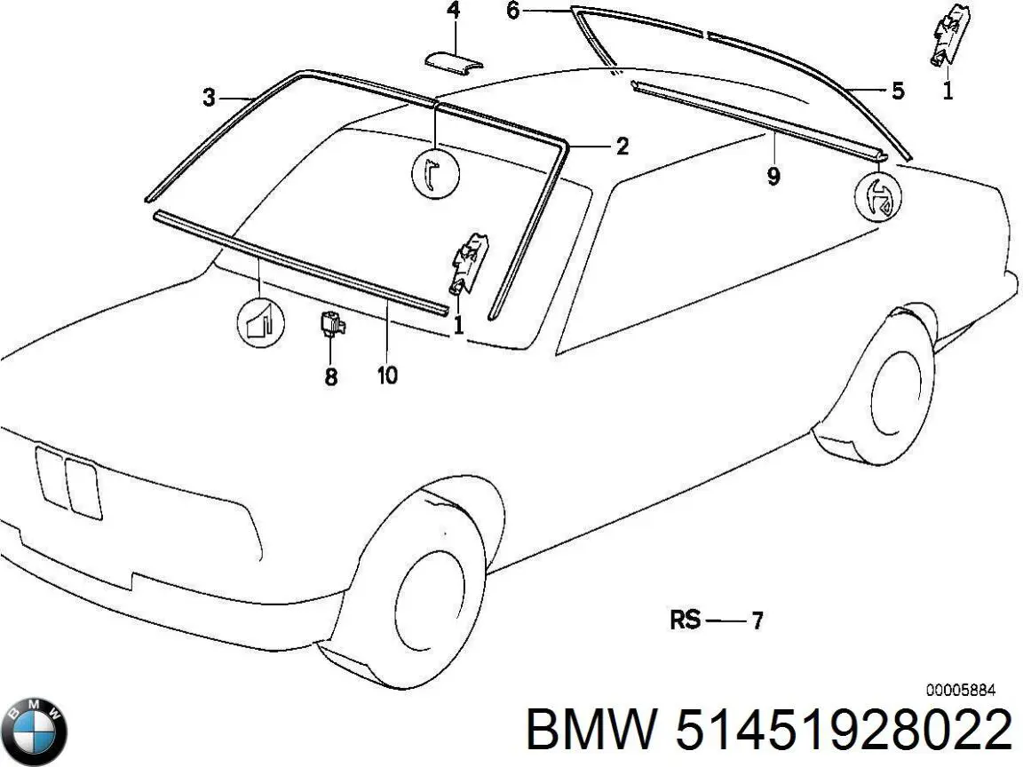 Молдинг лобового стекла нижний на BMW 7 (E32) купить.