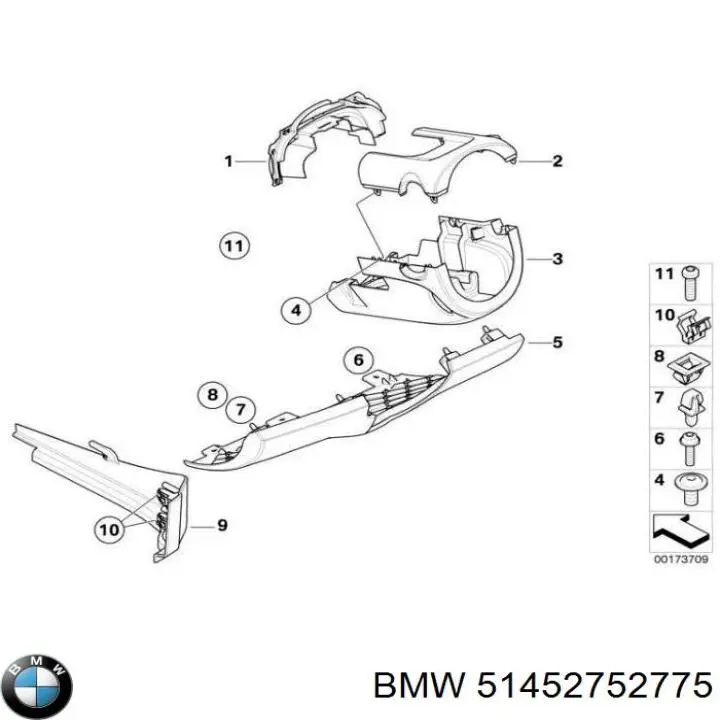 51452752775 BMW Накладка рулевой колонки