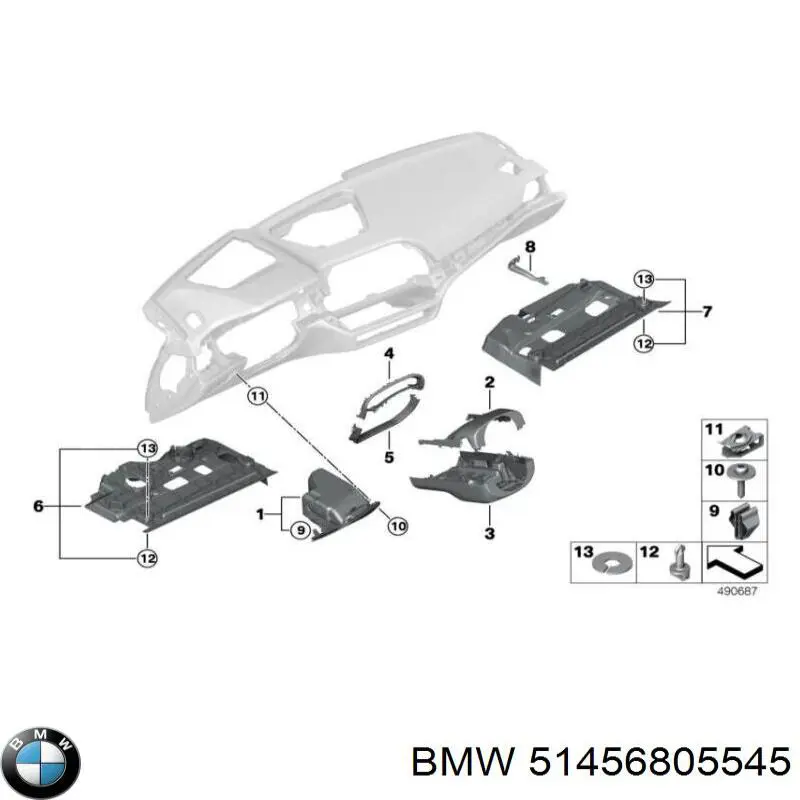 Накладка рулевой колонки BMW 51456805545