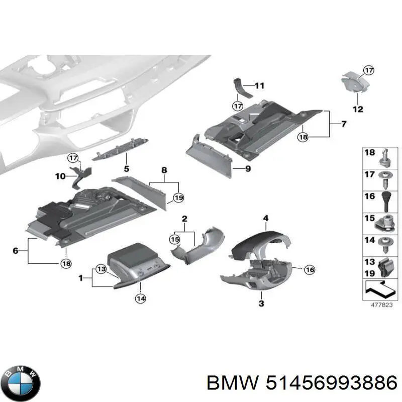 Накладка рулевой колонки BMW 51456993886