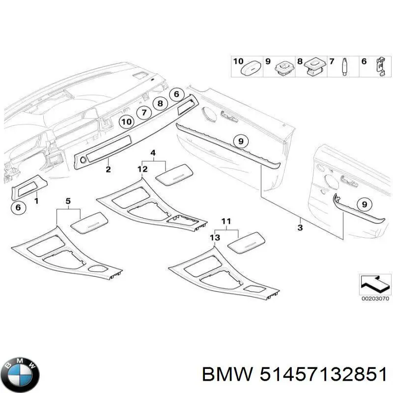 51456985540 BMW Молдинг (накладка) приборной панели "торпедо" правый