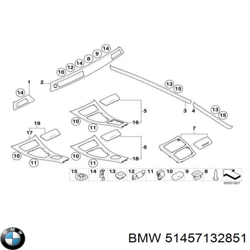 Молдинг (накладка) приборной панели "торпедо" правый BMW 51456985540 цена, от 38.33 USD