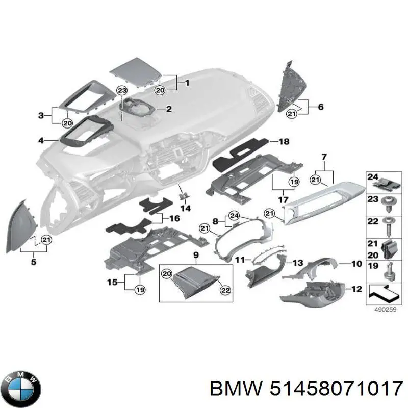 51458071017 BMW Молдинг (накладка) приборной панели "торпедо" центральный