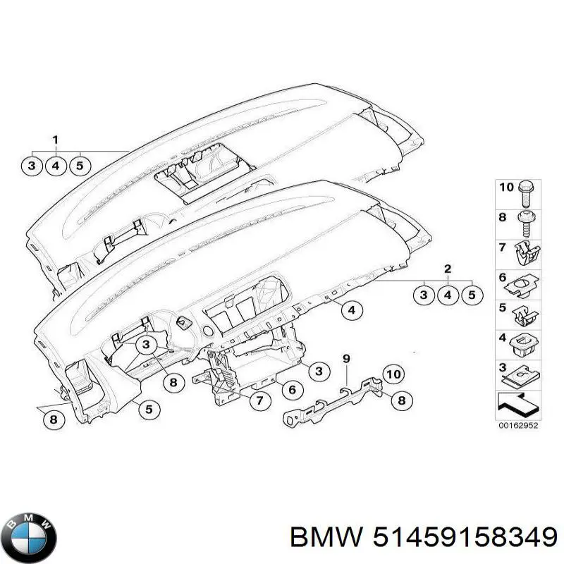 Панель салона передняя "торпедо" BMW 51459158349 цена, от 212.27 USD