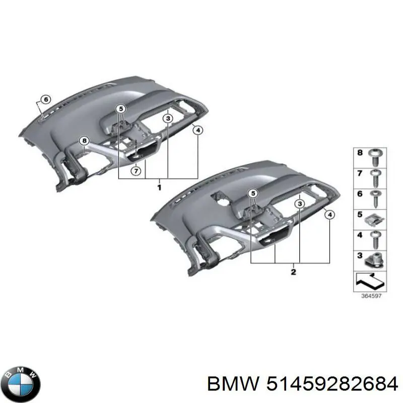 Панель салона передняя "торпедо" BMW 51459282684 цена, от 978.22 USD