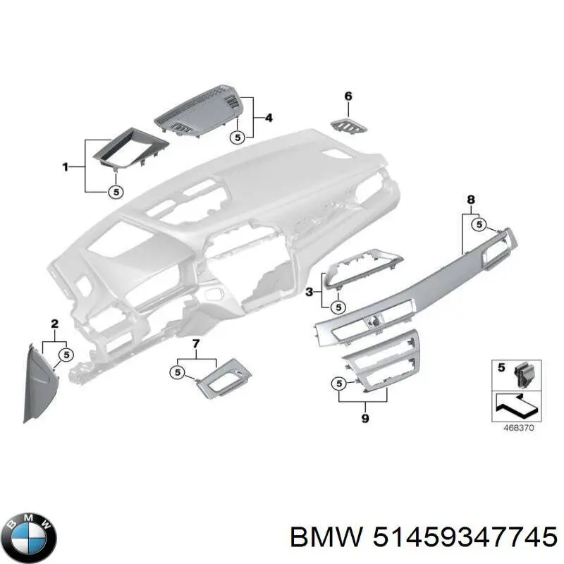 51459347745 BMW Молдинг (накладка) приборной панели "торпедо" правый