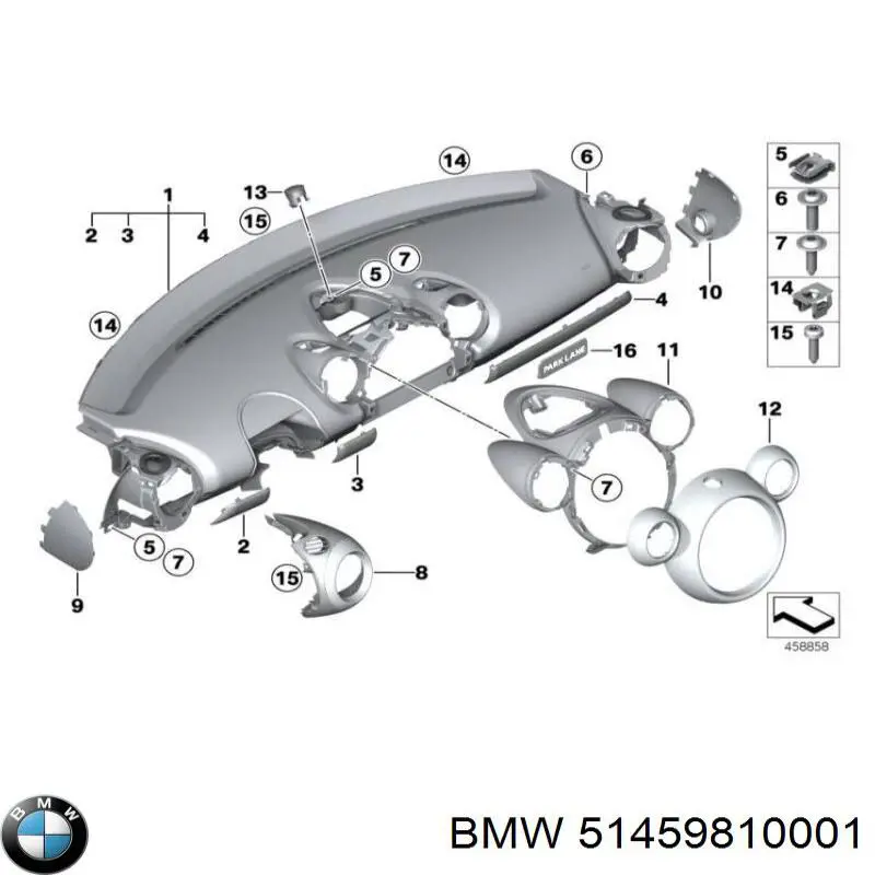 Молдинг (накладка) приборной панели "торпедо" центральный BMW 51459810001