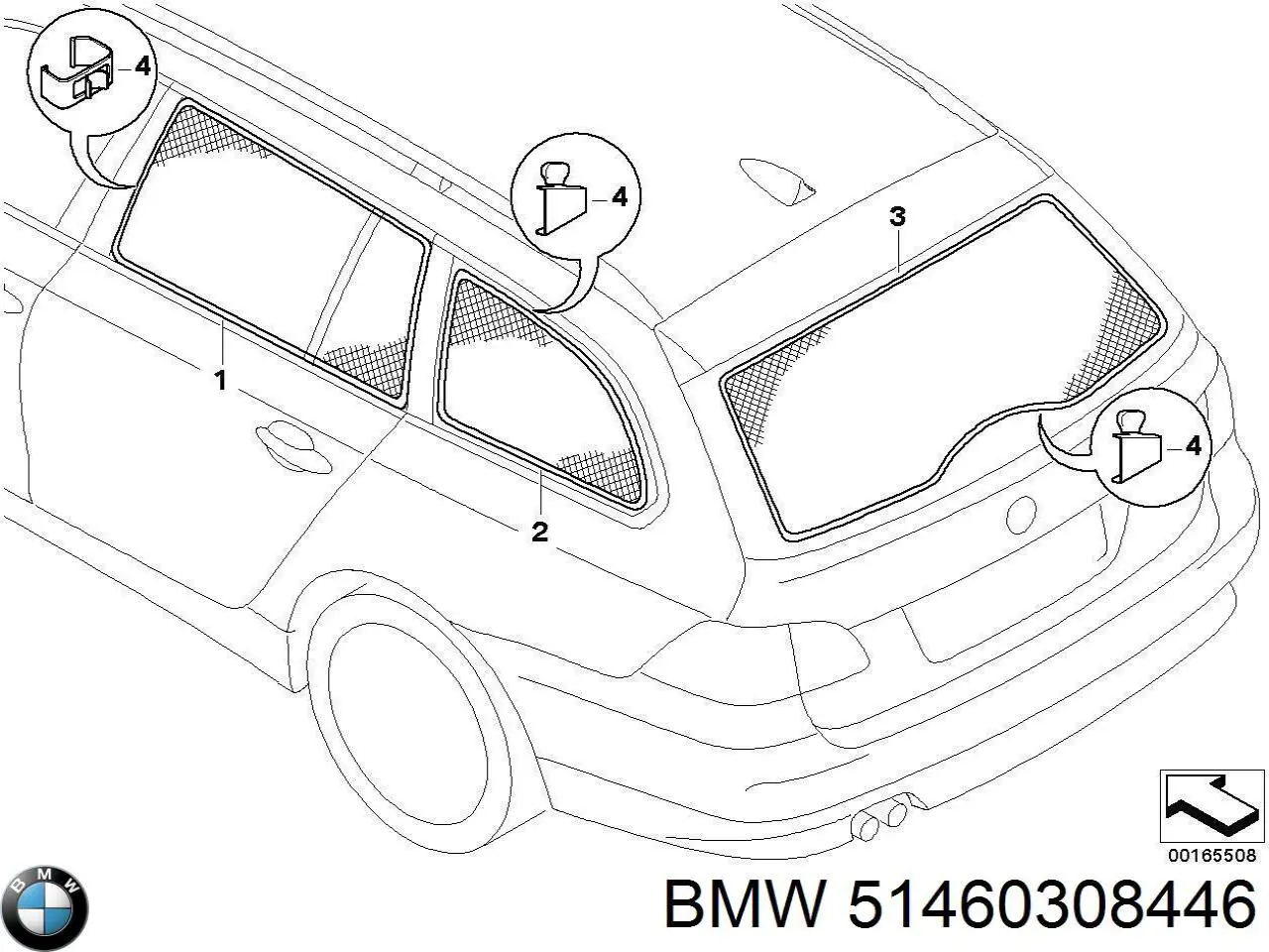 51460308446 BMW шторка стекла заднего