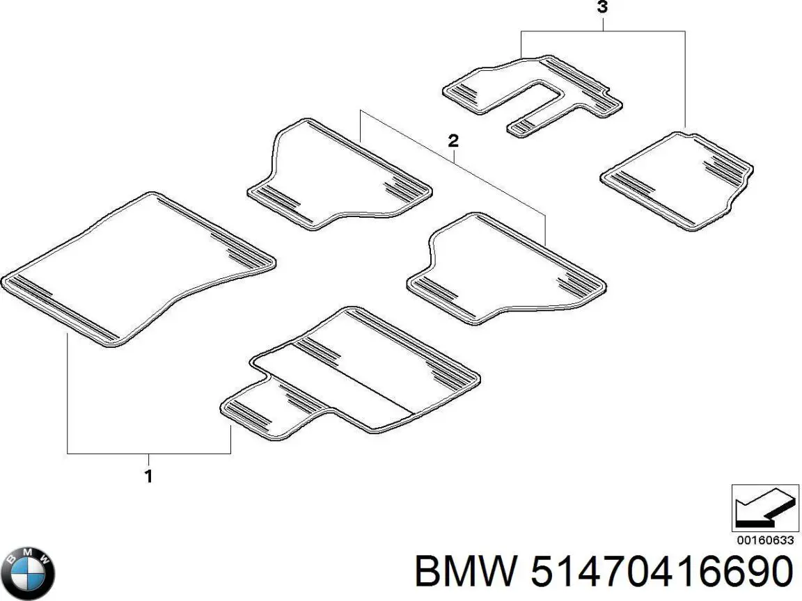51472231955 BMW коврик задний, комплект из 2 шт.