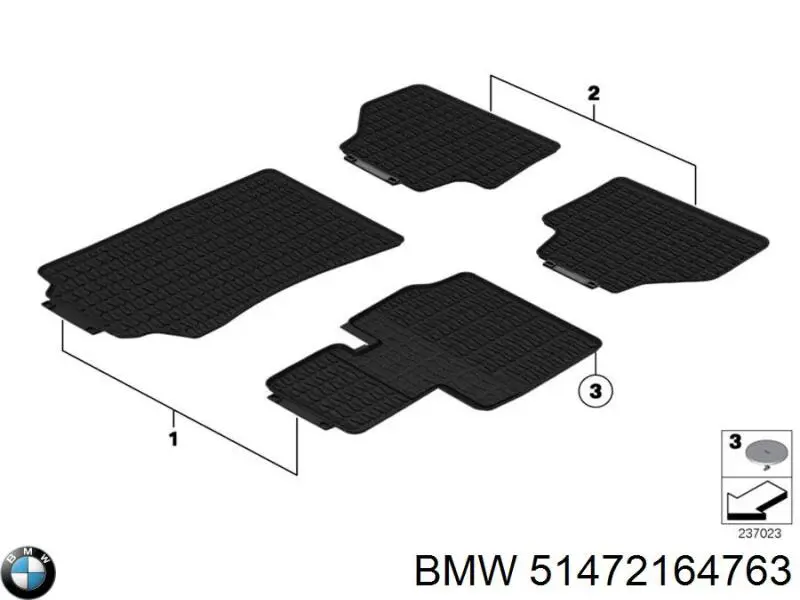Tapete dianteiro, kit de 2 un. para BMW X3 (F25)