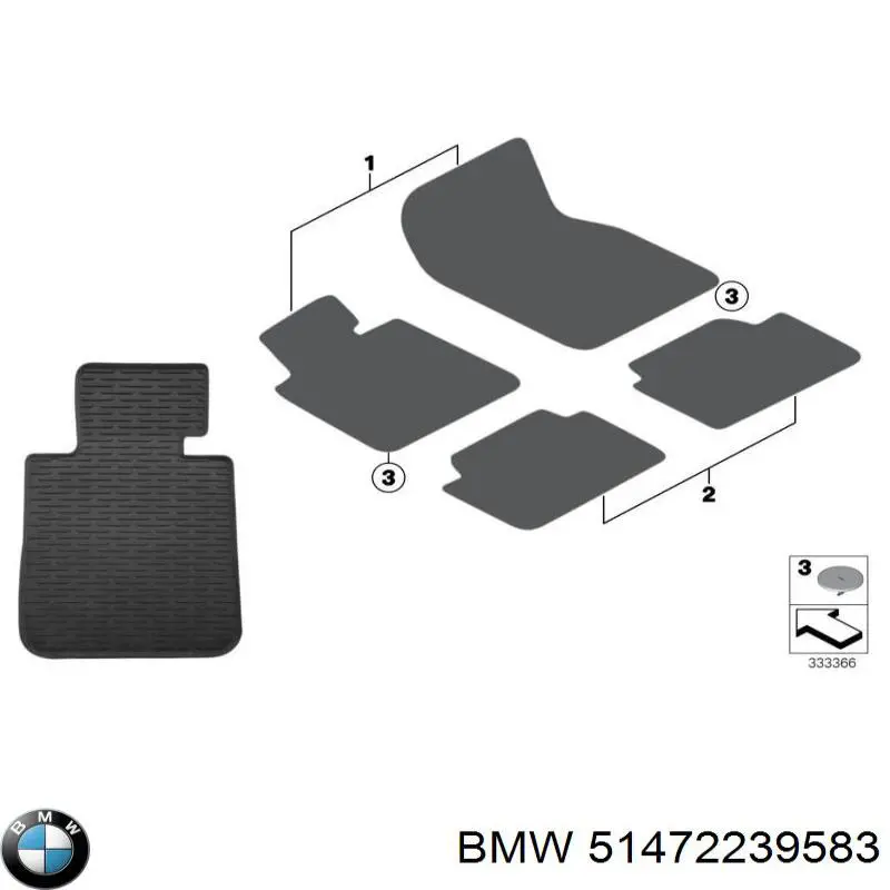 Купить 51472239583 BMW Резиновые коврики передние