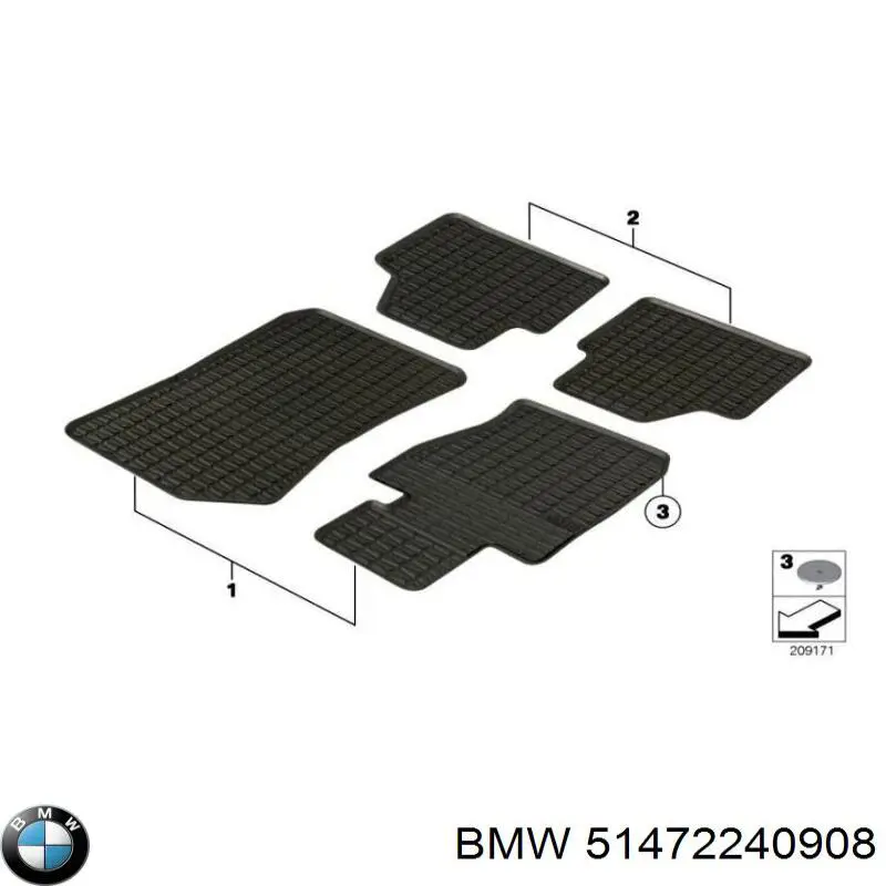 51472336798 BMW коврик передний, комплект из 2 шт.