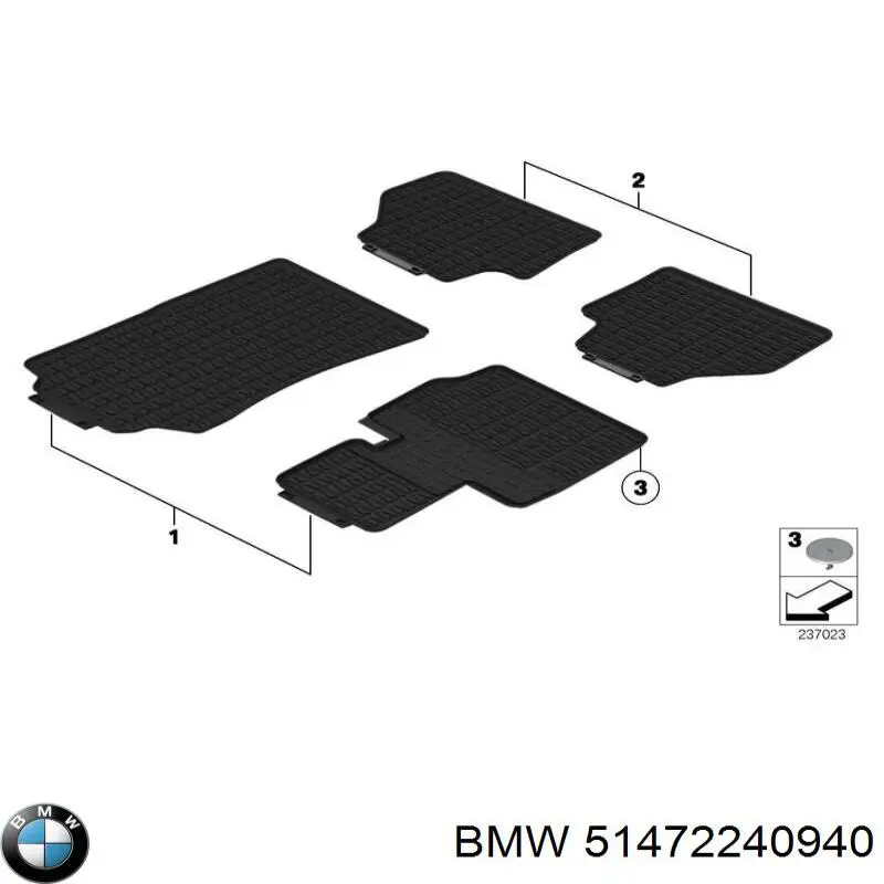 51472240940 BMW tapete dianteiro, kit de 2 un.