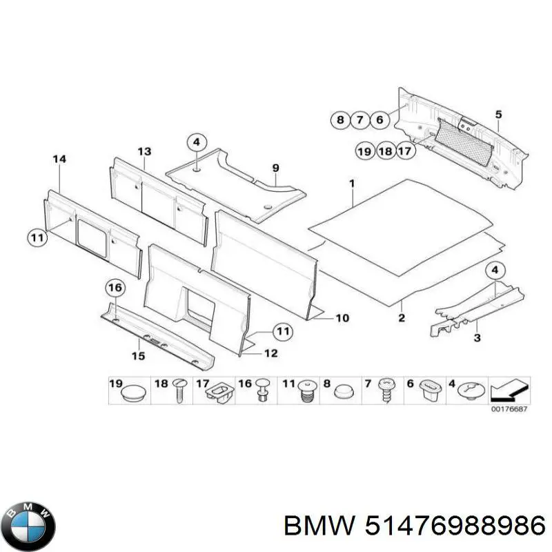 51476988986 BMW Накладка задней панели багажника