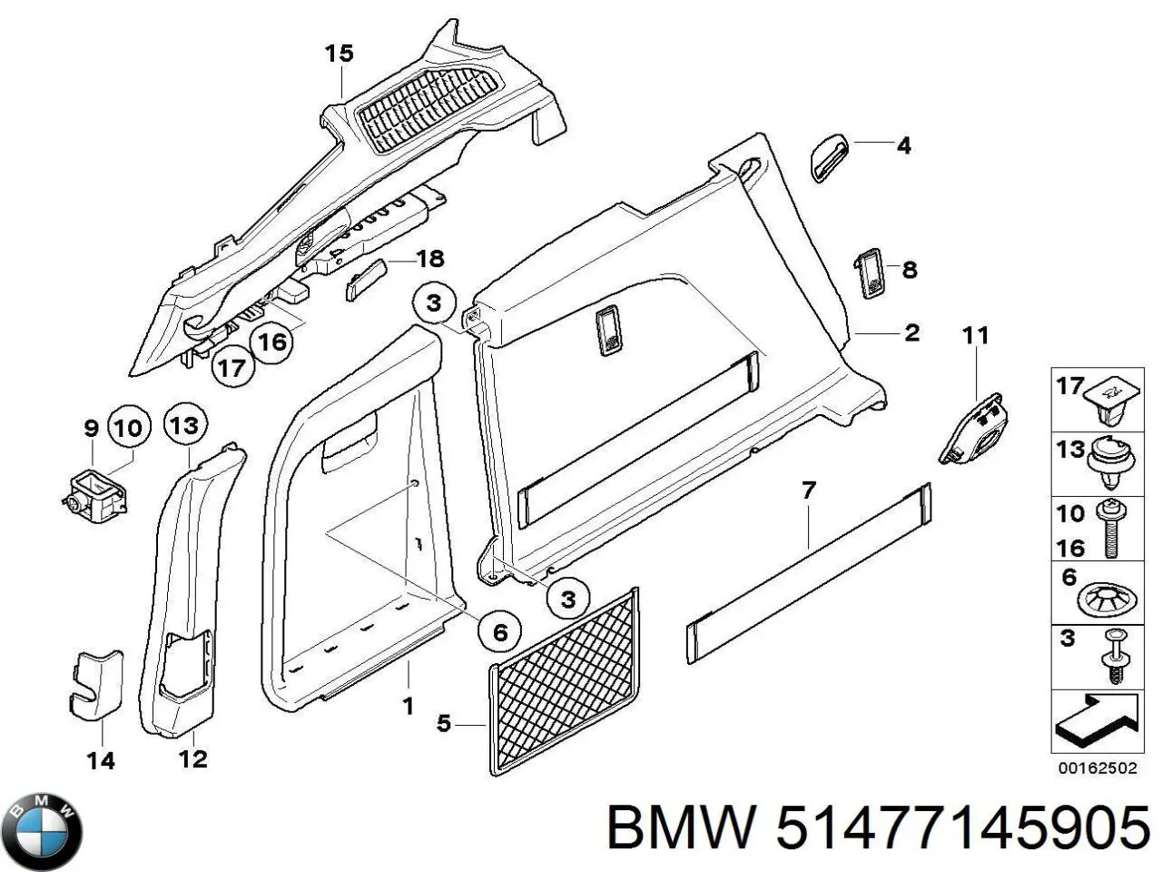 51477145905 BMW Облицовка багажного отсека левая