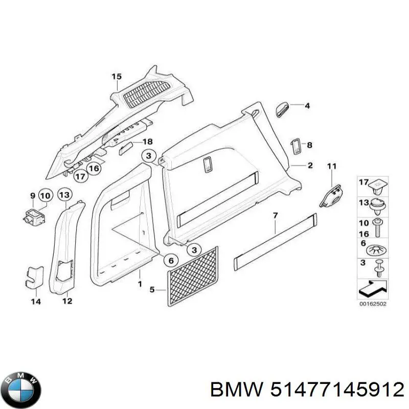 Облицовка багажного отсека правая 51477145912 BMW