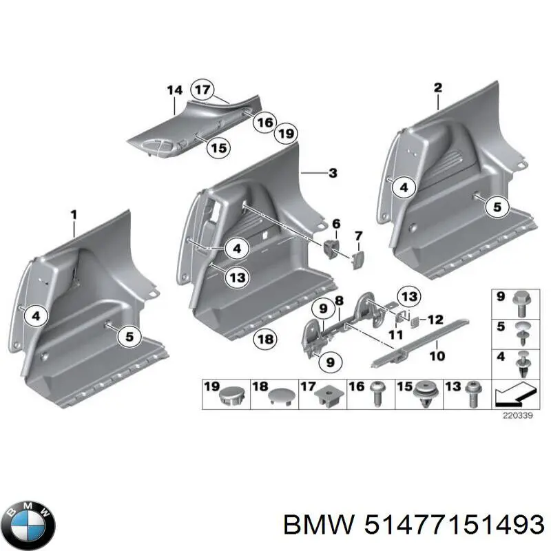 Облицовка багажного отсека передняя BMW 51477151493 цена, от 11.29 USD