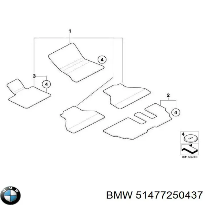 Комплект ковриков BMW 51477290133 цена, от 307.61 USD