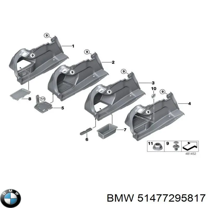 51477295817 BMW consola do pára-choque dianteiro esquerdo