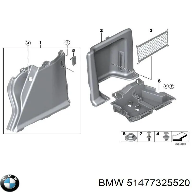 51477325520 BMW Облицовка багажного отсека правая