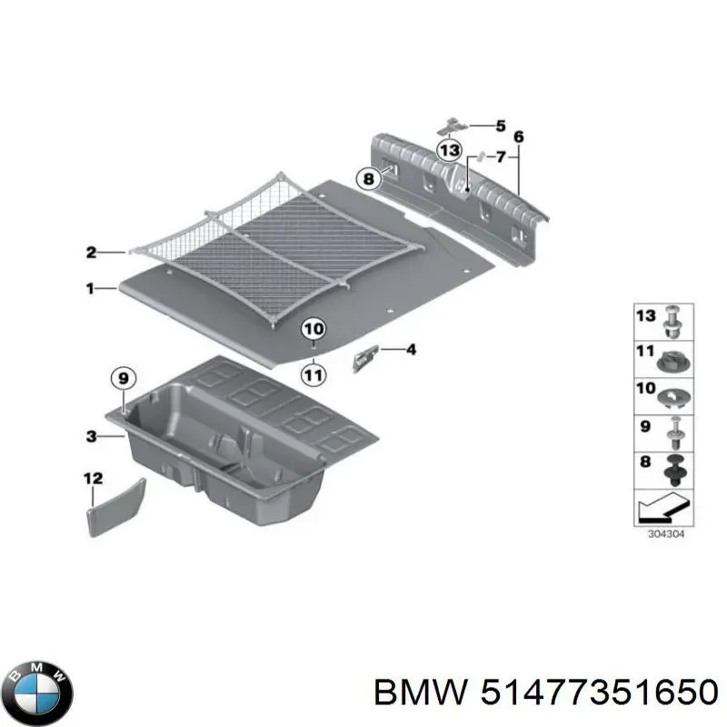 7351650 BMW Накладка задней панели багажника