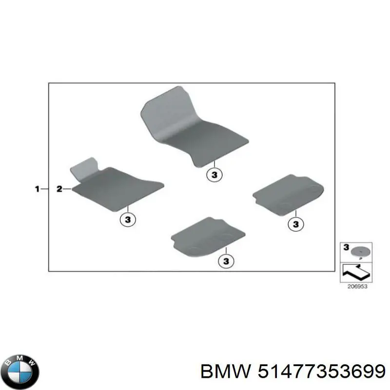 Коврики передние + задние, комплект BMW 51477353699