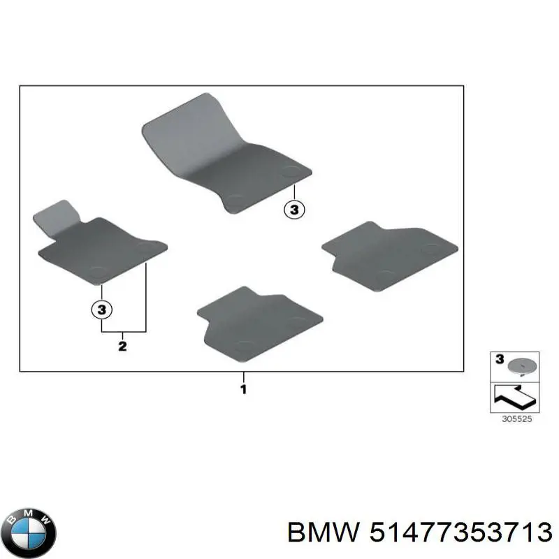 51477353713 BMW коврики передние + задние, комплект