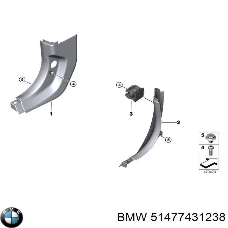 Обшивка стойки кузова внутренняя передняя правая BMW 51477431238 цена, от 25.34 USD