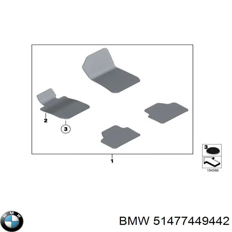 Комплект ковриков 51477449442 BMW