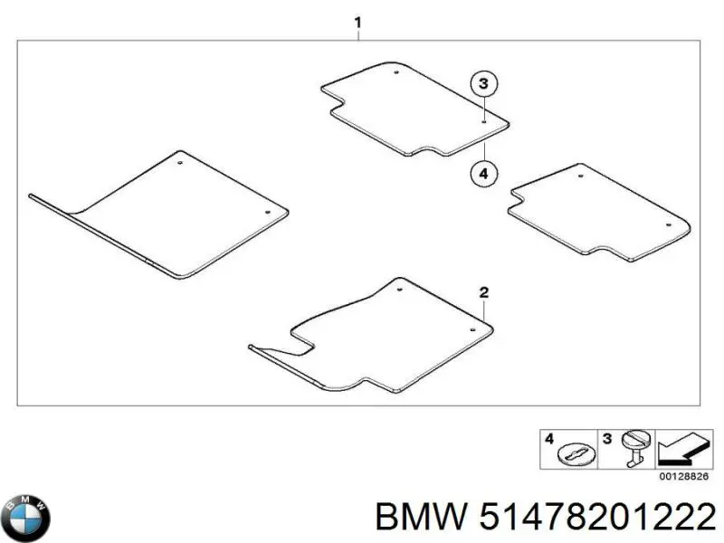 Коврики передние + задние, комплект BMW 51478201222