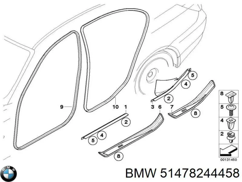 Пістон (кліп) кріплення накладок порогів 51478244458 BMW