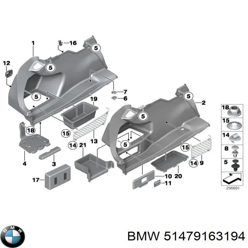 Купить 51479163194 BMW Облицовка багажного отсека правая