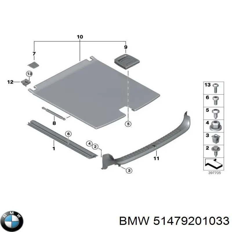 51479201033 BMW Ручка полки багажника