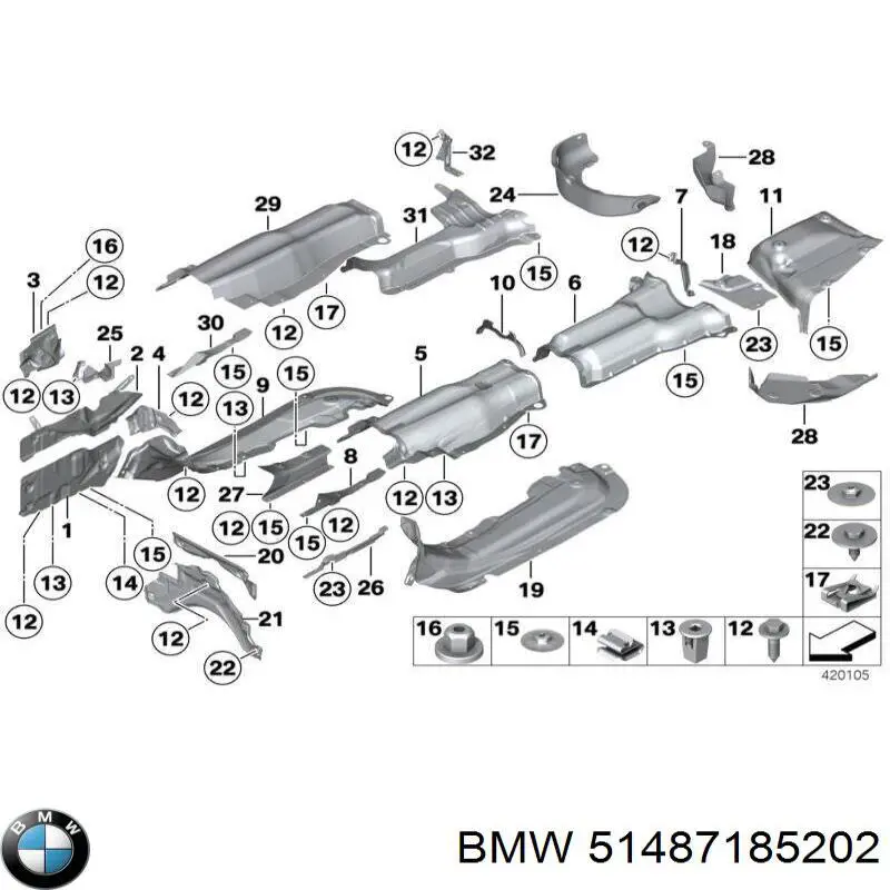 Захист (тепловий екран) вихлопної системи 51487185202 BMW