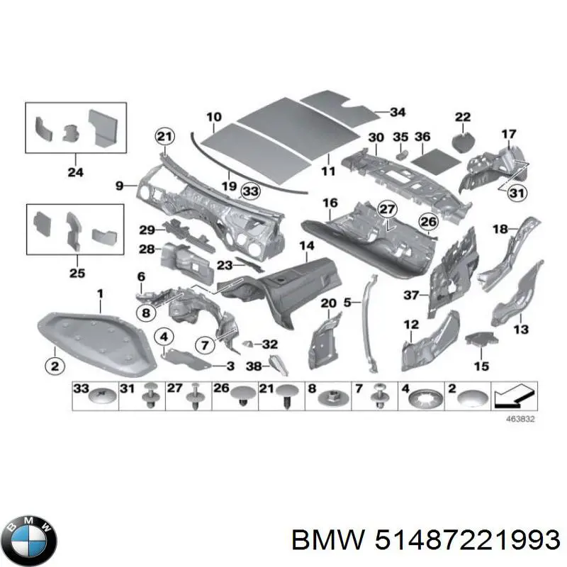 Обшивка капота BMW 51487221993 цена, от 31.67 USD