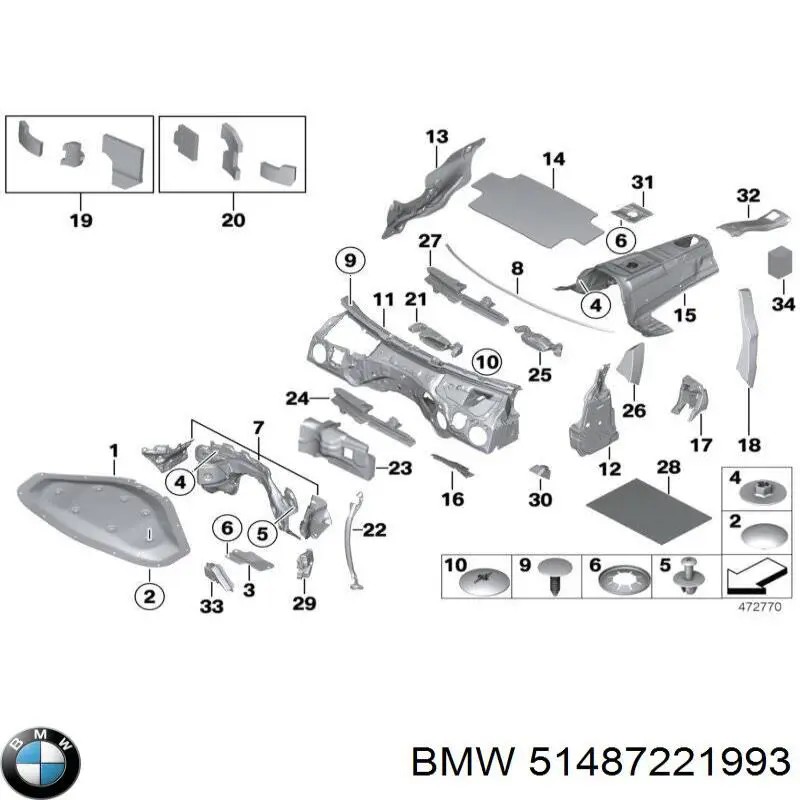 Купить 51487221993 BMW Термошумоизоляция капота