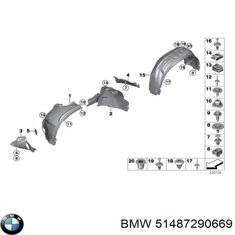 Подкрылок крыла заднего левый BMW 51487290669