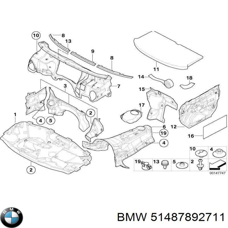 Купить 51487892711 BMW Термошумоизоляция капота
