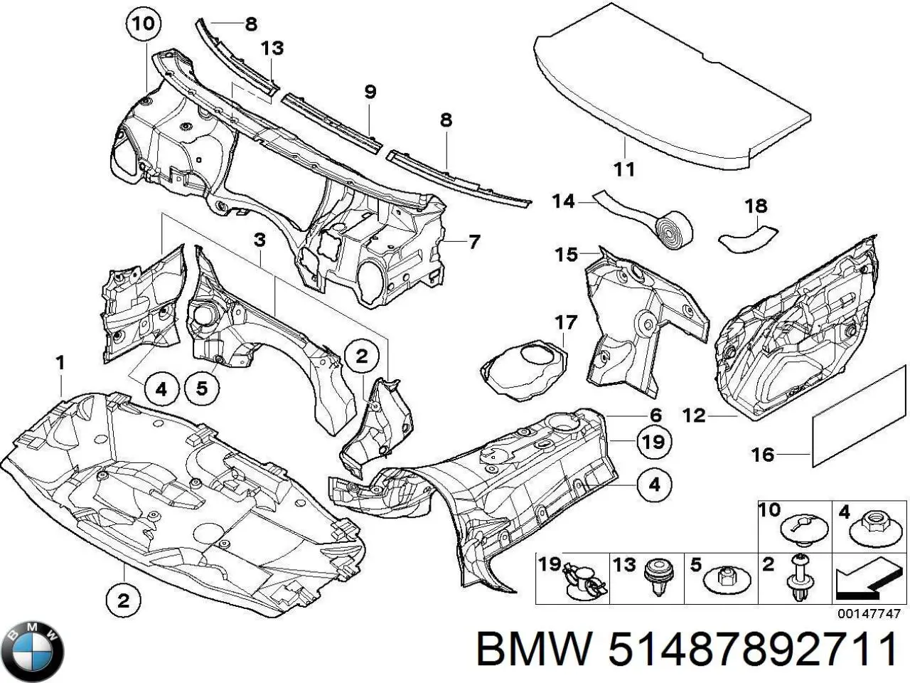 51487892711 BMW Шумка капота