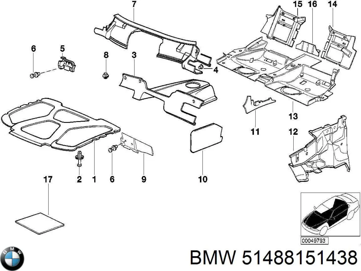Купить 51488151438 BMW Термошумоизоляция капота