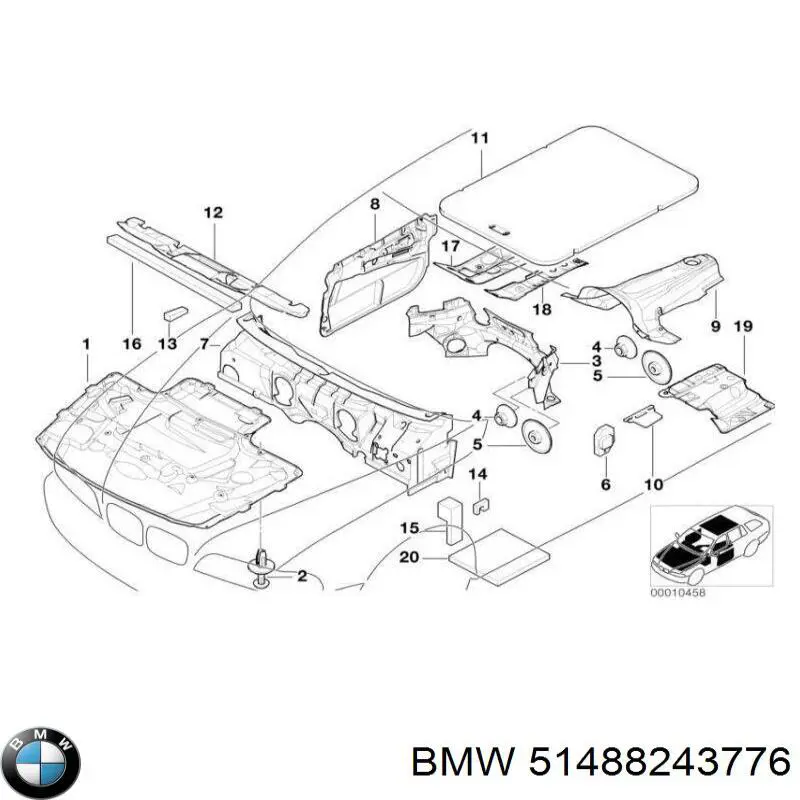 Шумоизоляция моторного щита 51488243776 BMW