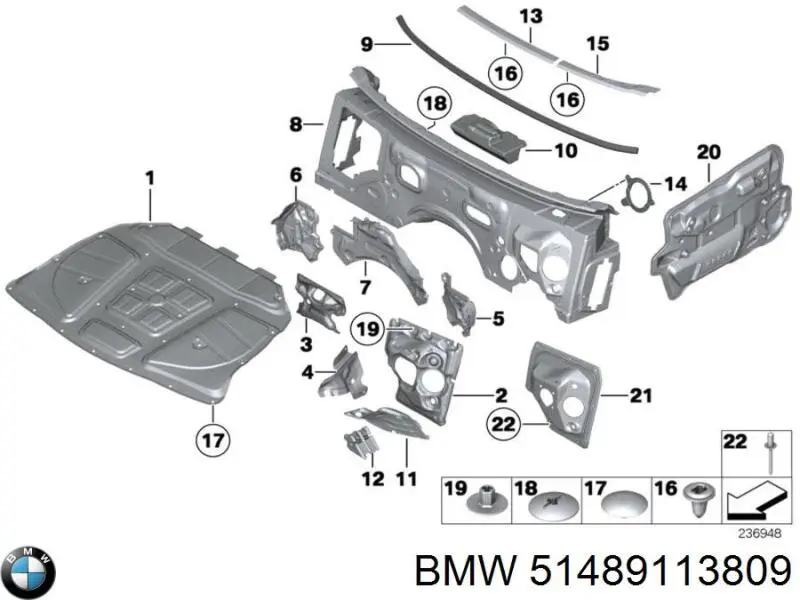 Шумоизоляция моторного щита BMW 51489113809