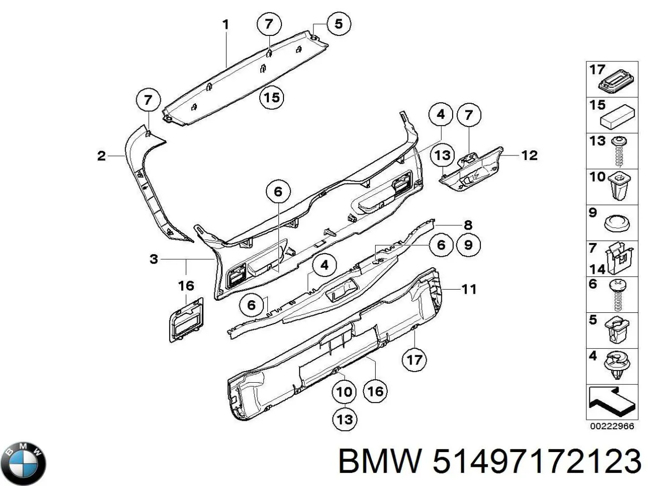 Обшивка багажника BMW 51497172123 цена, от 6.76 USD