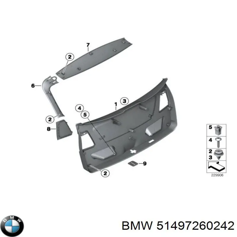 Пластик пятой двери BMW 51497211296 цена, от 35.47 USD