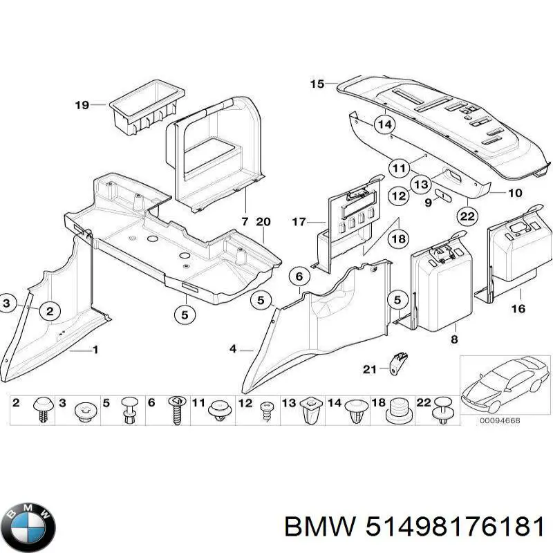 Обшивка (облицовка) крышки багажника (двери 3/5-й задней) 51498176181 BMW