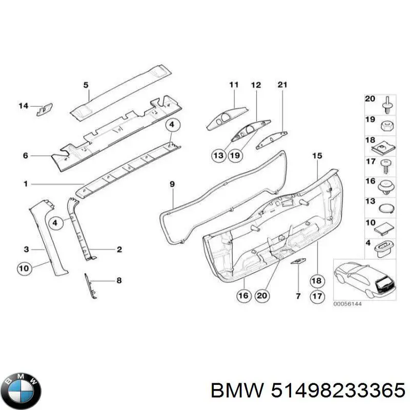 8233365 BMW Накладка заднего стекла
