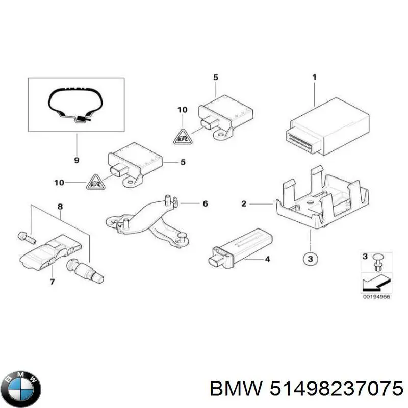 Пистон (клип) крепления решетки радиатора охлаждения BMW 51498237075